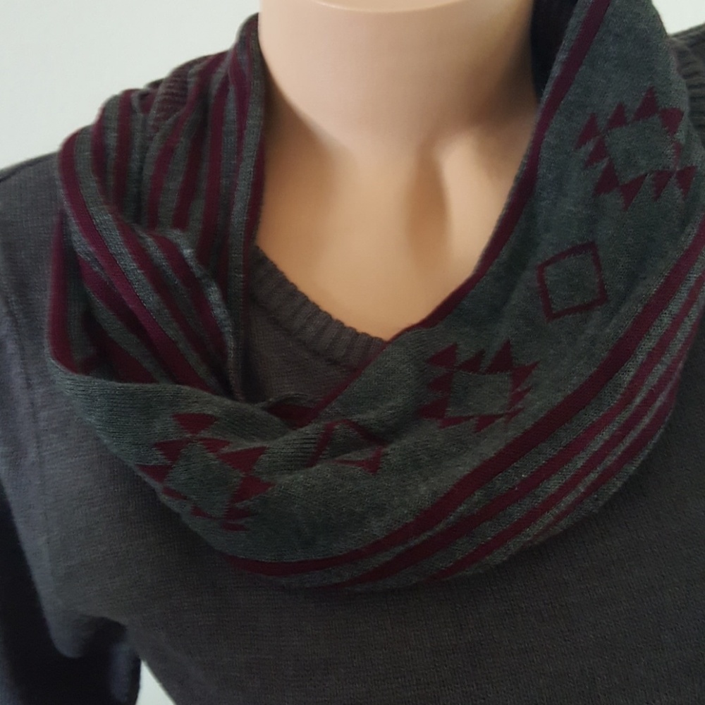 BCX Gray Sweater Dress with Scarf and Belt - Picture 3 of 3